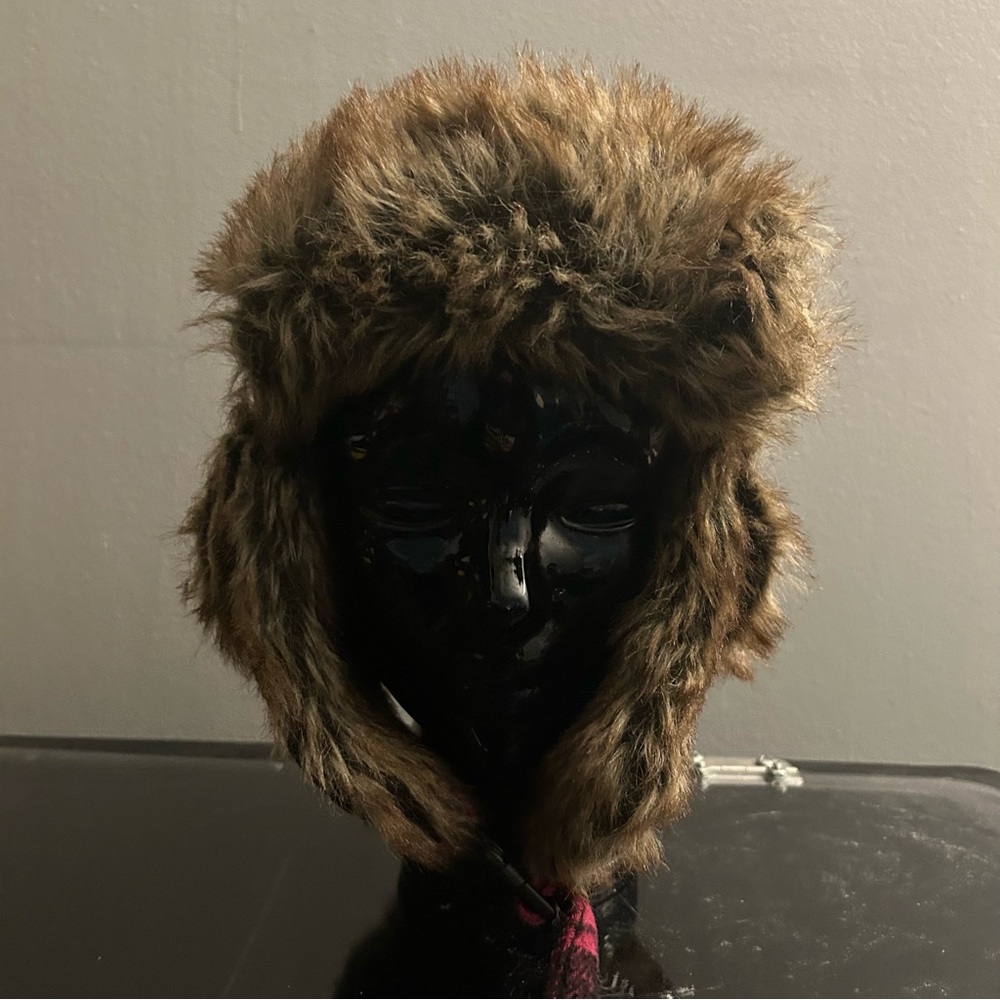 Black Canyon Outfitters Hat Womens OSFA Pink Plaid Mall Cyber Goth‎ Emo Faux Fur